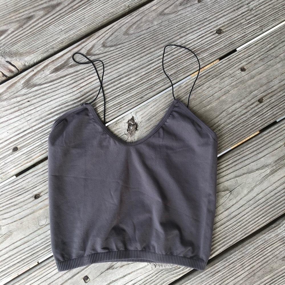 NWOT Free People Crop Tank Top Skinny Strap Seamless Brami in Charcoal Size XS/S - Picture 3 of 5